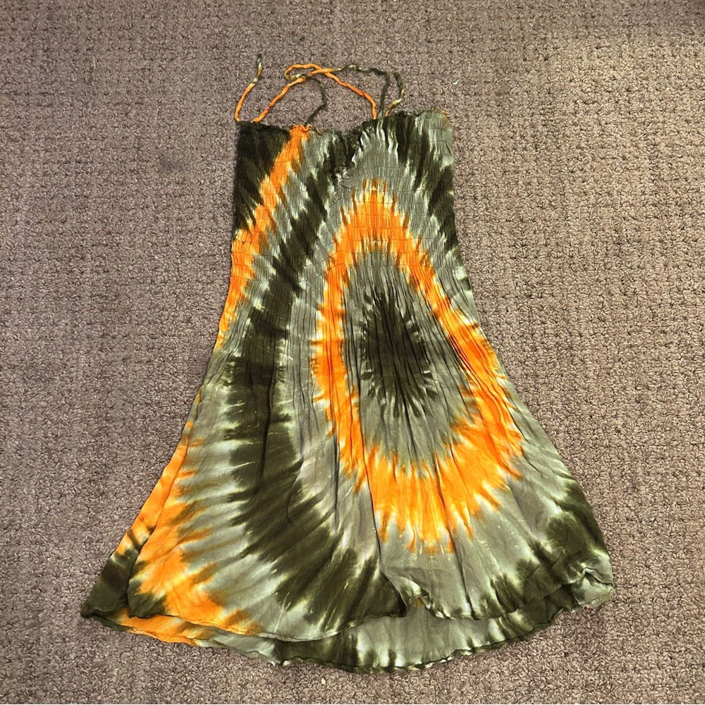 Kokonuts One Size Green/Yellow Tie Dye Mini Sundress